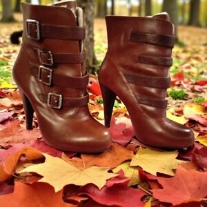 Elegant Brown Leather Ankle Boots